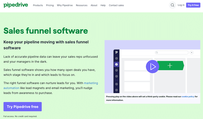Pipedrive sales funnel software platform