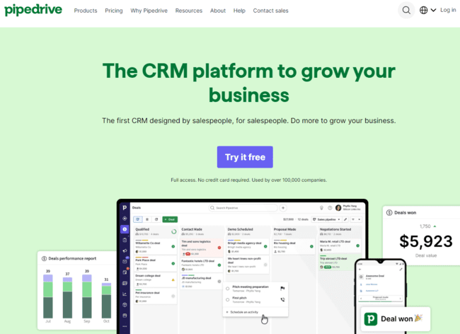 Pipedrive software de gestión de relaciones con el cliente equipo de ventas