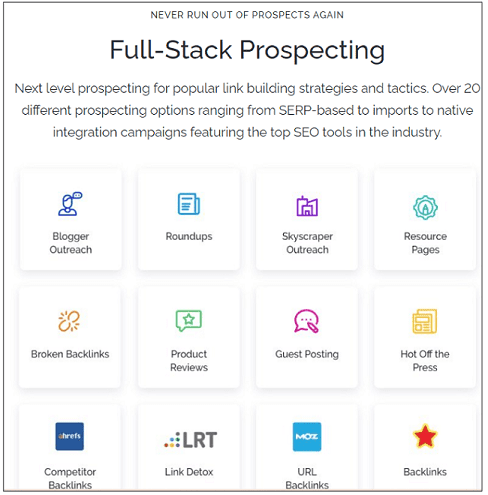 Pitchbox prospecting options
