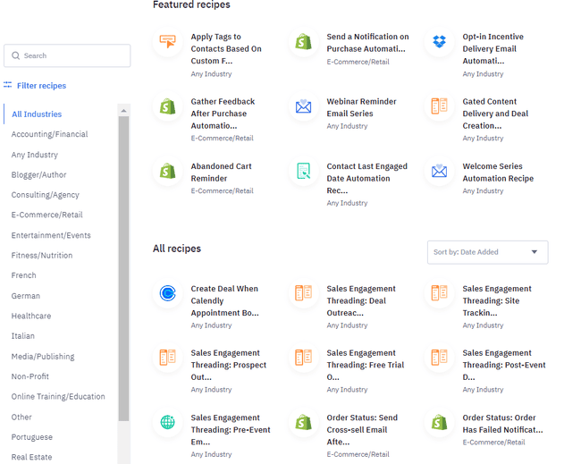 Plantillas de automatización de marketing de ActiveCampaign