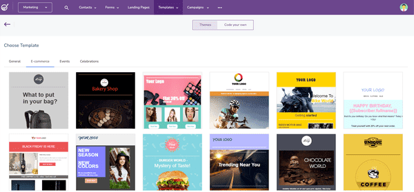 plantillas de correo electrónico de reseña de Engagebay en 4 categorías