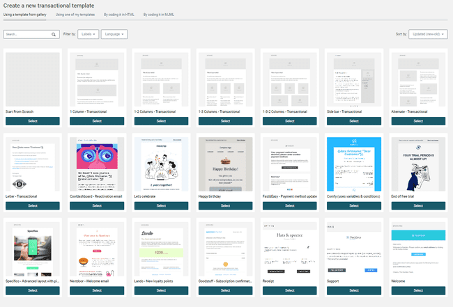 plantillas de correo electrónico transaccional de Mailjet