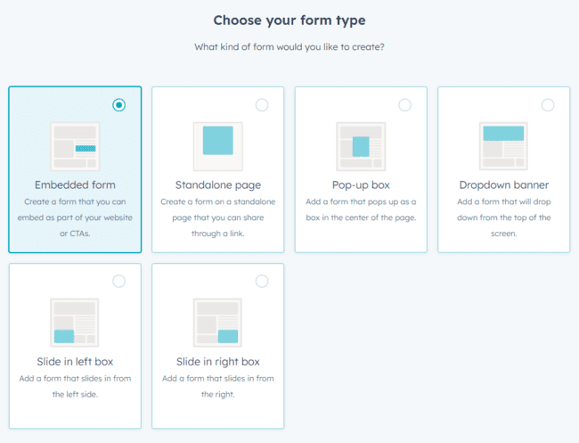 plantillas de formularios del sistema Hubspot CRM