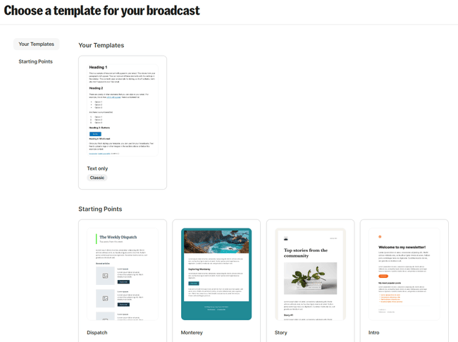Plantillas de punto de partida en Kit