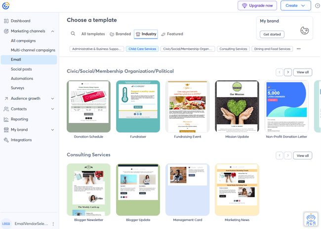 Plantillas para sectores específicos de Constant Contact