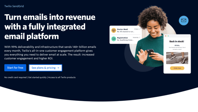 Plataforma de entrega de email Sendgrid para SMTP y API de email para programadores