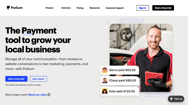 Podium all-in-one text message marketing and communications platform
