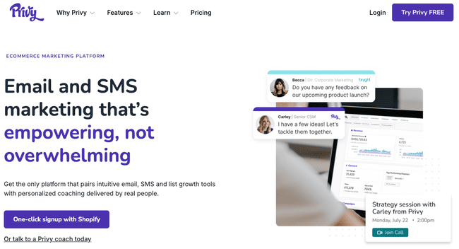 Privy customer relationship management for online store owners