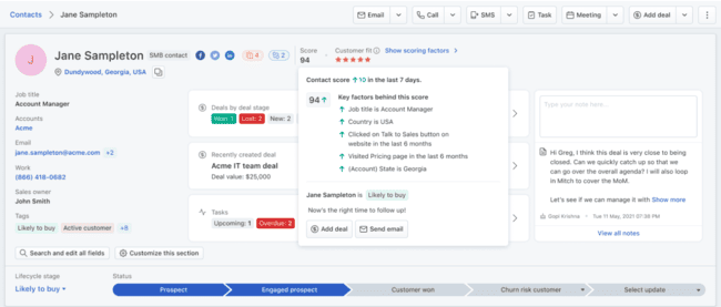 Puntuación de contactos con IA de Freshsales