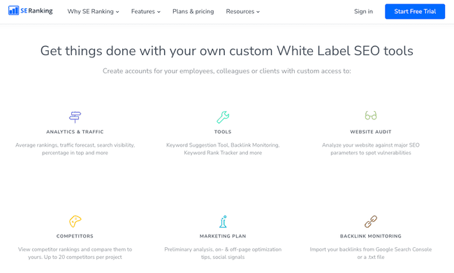 SE ranking whitelabel seo tool