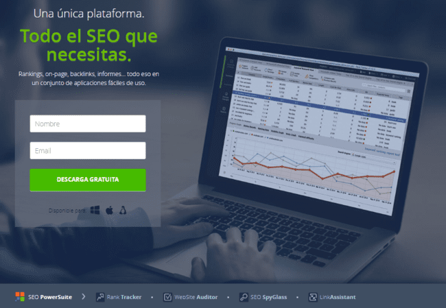 SEO PowerSuite software de seguimiento de posiciones para ordenador