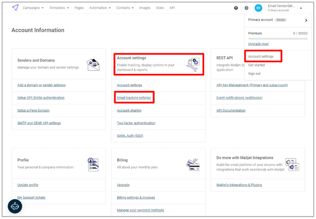 seguimiento de correo electrónico de Mailjet