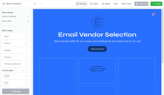 Sellfy review store customizer