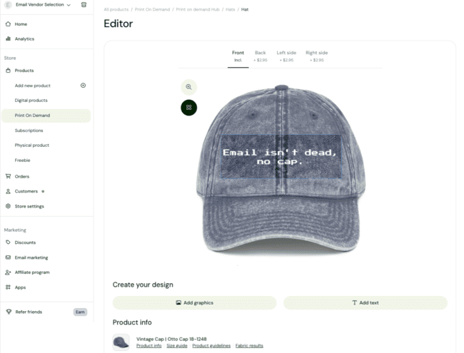 Selly print on demand editor