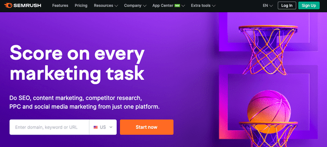 Semrush all-in-one SEO platform signup page