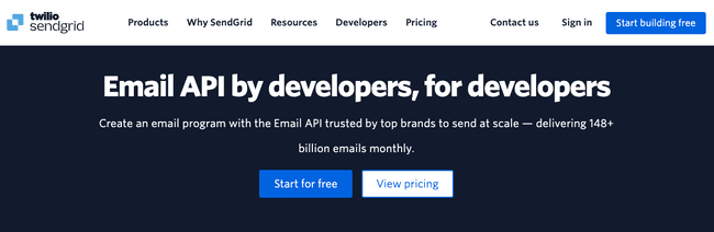 SendGrid email sending API