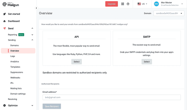 servicio de envío de correo electrónico transaccional de Mailgun