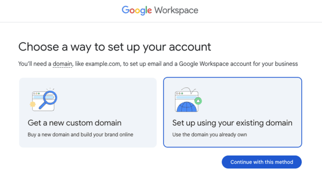 Setting up an existing custom domain in your Google Workspace account