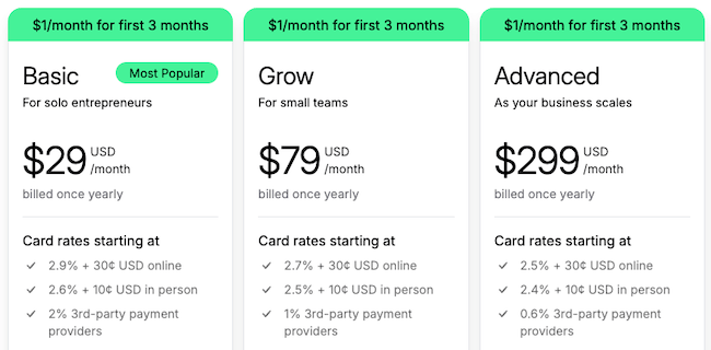 Shopify pricing plans basic grow advanced cost price