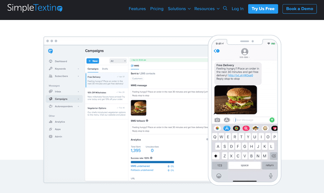 SimpleTexting popular SMS marketing software for businesses