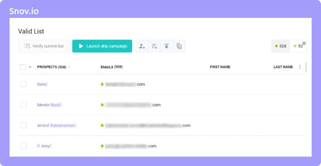 Snov.io CRM platform with an email list-cleaning service