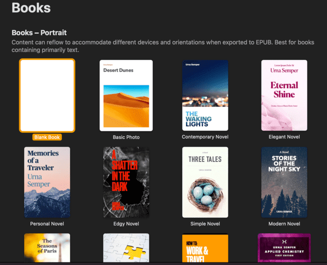 Software de creación de ebooks Pages para macOS