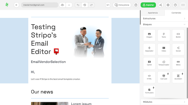 Stripo creador de plantillas email