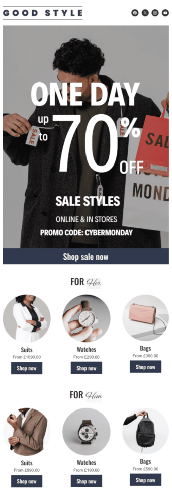 Stripo cyber monday email template