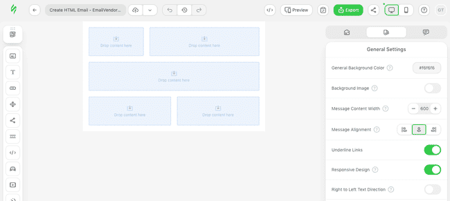 Stripo email template editor start from scratch