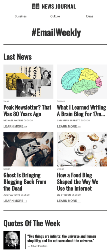 Stripo email templates promo email template email weekly for publications blogging industry