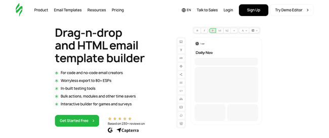 Stripo free drag drop email editor builder html templates