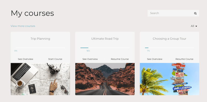Student dashboard Thinkific online course platform