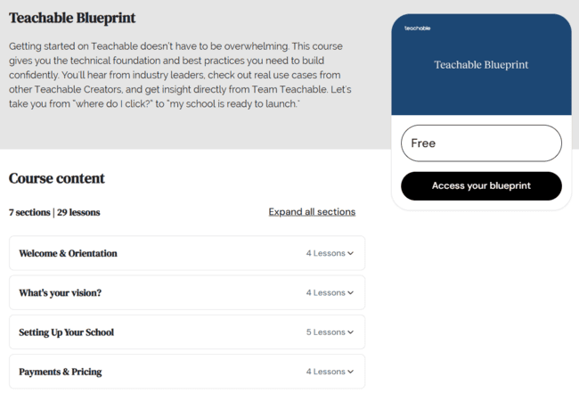 Teachable Blueprint course