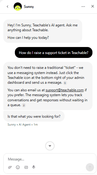 Teachable chatbot