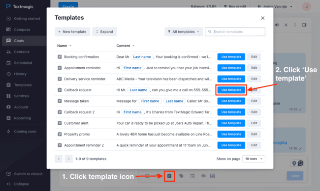Textmagic review text message templates conversations chat SMS