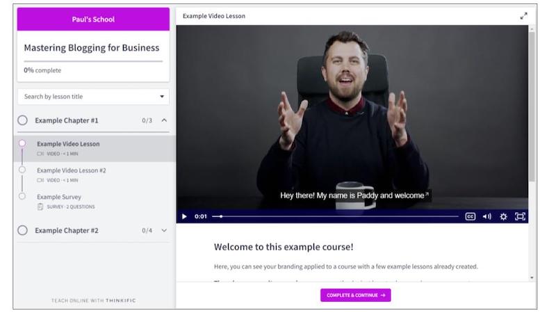 See how lessons will look to students with the Thinkific Course Player preview