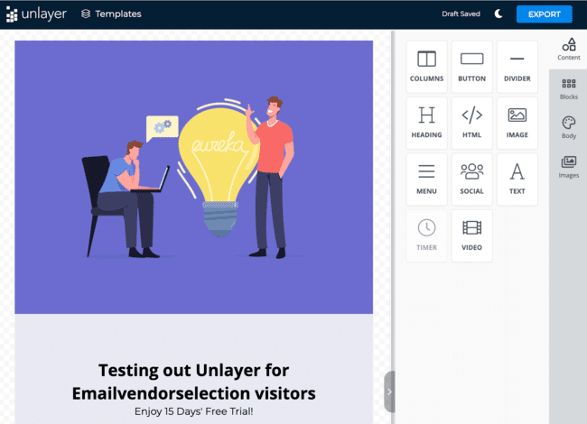 Unlayer drag-and-drop email editor