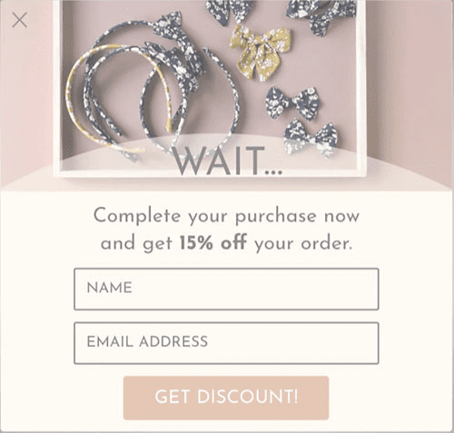 Ventana emergente de intención de salida de carrito abandonado de Milledeux