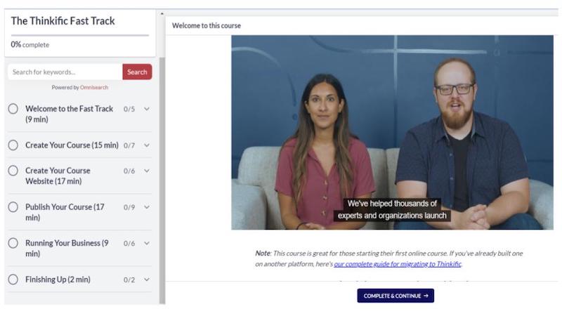 Vídeo de bienvenida del curso Fast Track de Thinkific Training