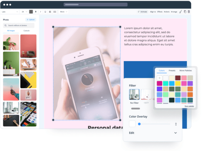 Visme eBook builder service interface