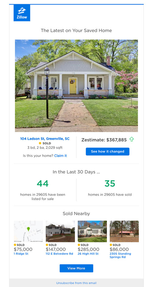 Zillow email example segmentation