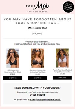 abandonned cart eCommerce example pourmoi