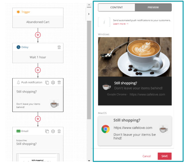 abandonned cart web push notification
