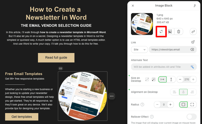 adding images to newsletter in Stripo
