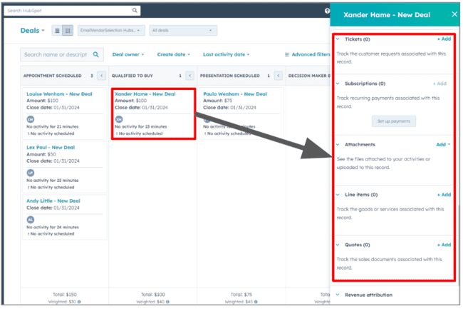 adding information to Deal records in Hubspot CRM