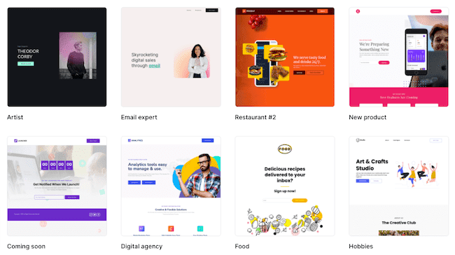 análise ao Mailerlite modelos de landing page serviço de e-mail marketing