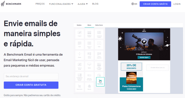 análise da plataforma de e-mail marketing Benchmark email
