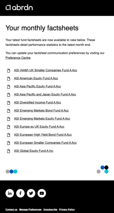 automated factsheet distribution emails