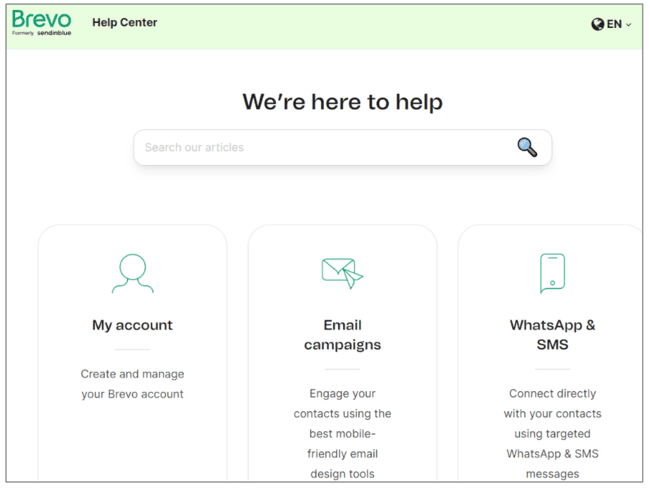 base de conocimientos del centro de ayuda de Brevo
