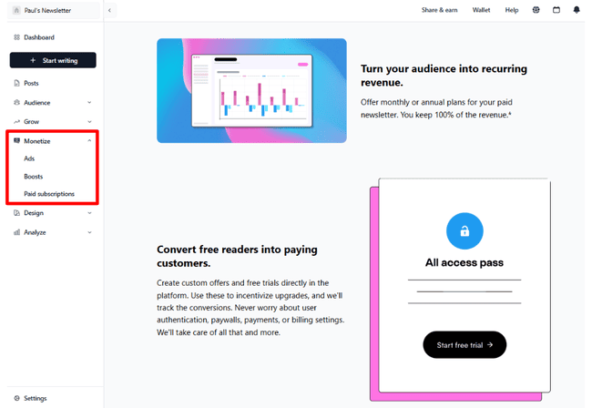 beehiiv monetize features